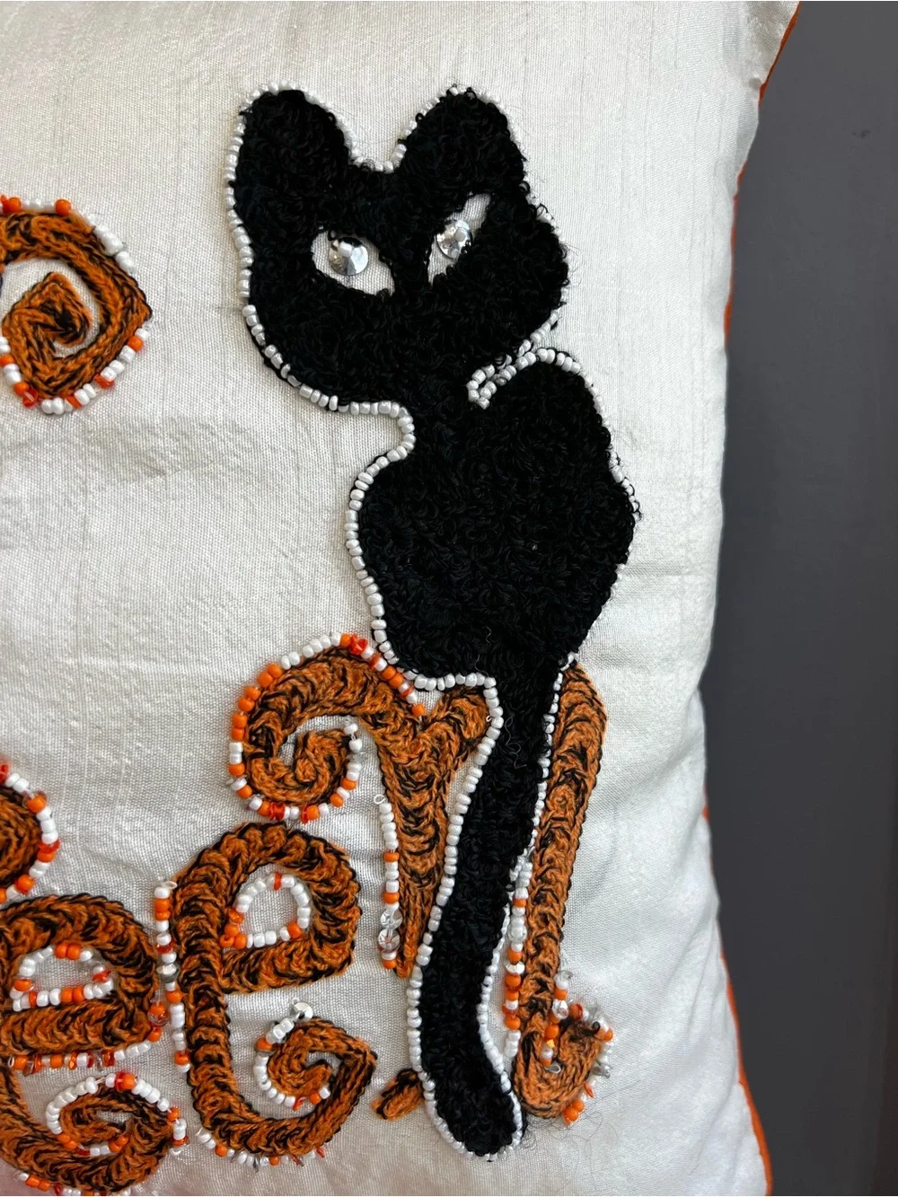 Happy Halloween Decorative Pillow - White with Orange and Black is NWT